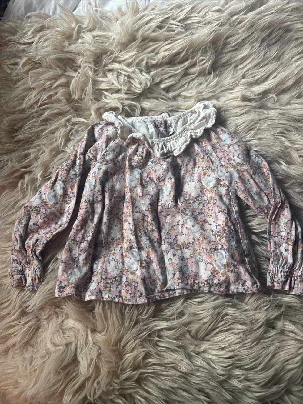 Janie and Jack Floral Ruffle Top - Pink/Cream